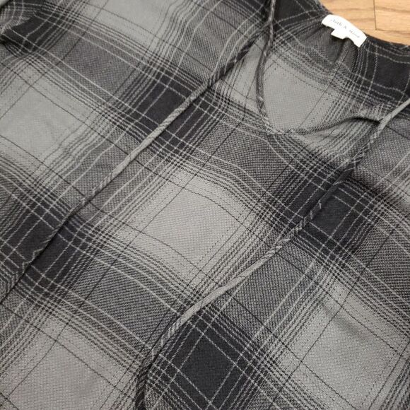 Anthropologie Cloth & Stone Plaid Top Frayed Hem - Picture 4 of 8